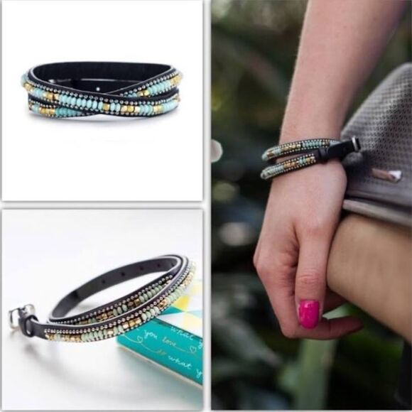Stella & Dot Sierra Black Leather Wrap Bracelet - Picture 8 of 11